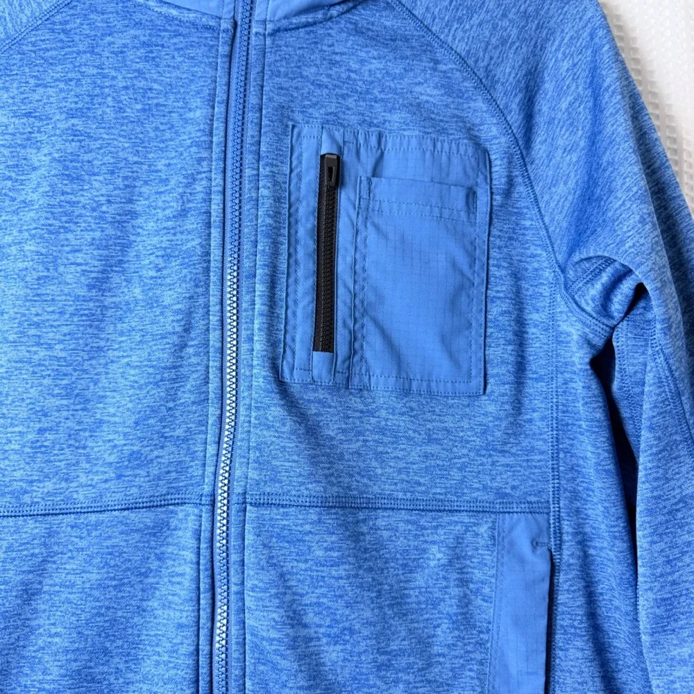 Athletic Works Full Zip Hoodie Boys Medium Blue Heathered DriWorks Fleece Jacket